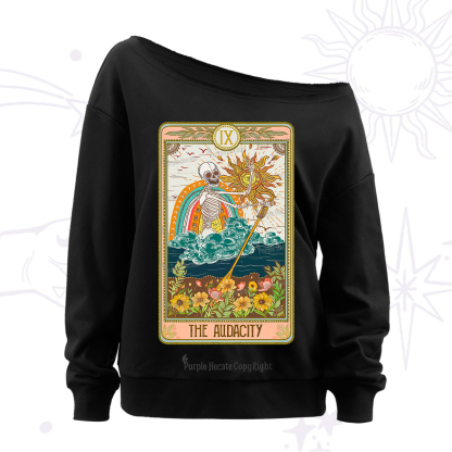 Purplehecate The Audacity Tarot Card Off The Shoulder Sweatshirt