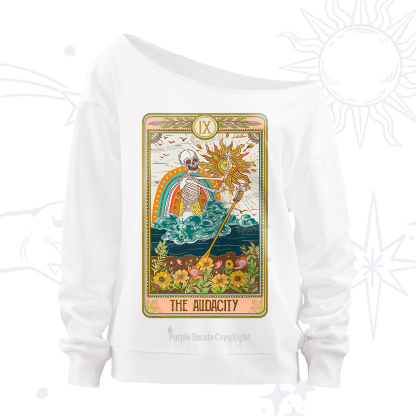 Purplehecate The Audacity Tarot Card Off The Shoulder Sweatshirt