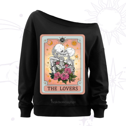 Purplehecate The Lovers Tarot Card Off The Shoulder Sweatshirt