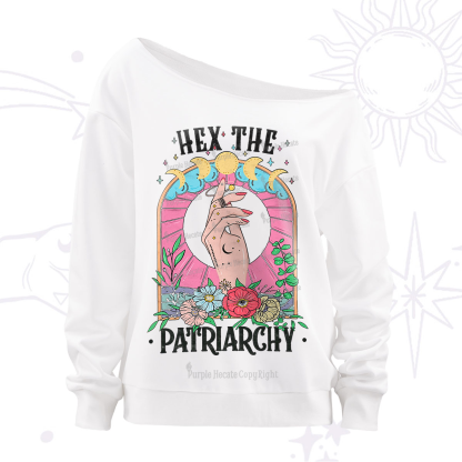 Purplehecate Hex The Patriarchy Off The Shoulder Sweatshirt