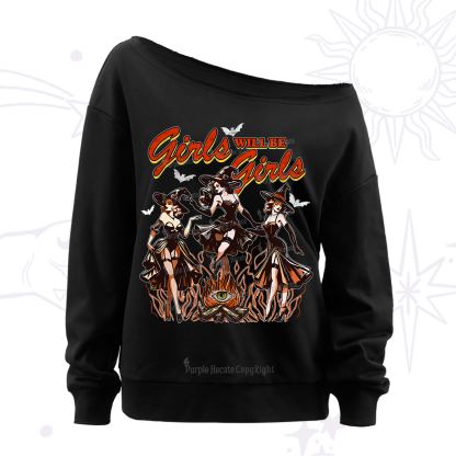 Purplehecate Girls Will Be Girls Off The Shoulder Sweatshirt