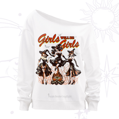 Purplehecate Girls Will Be Girls Off The Shoulder Sweatshirt