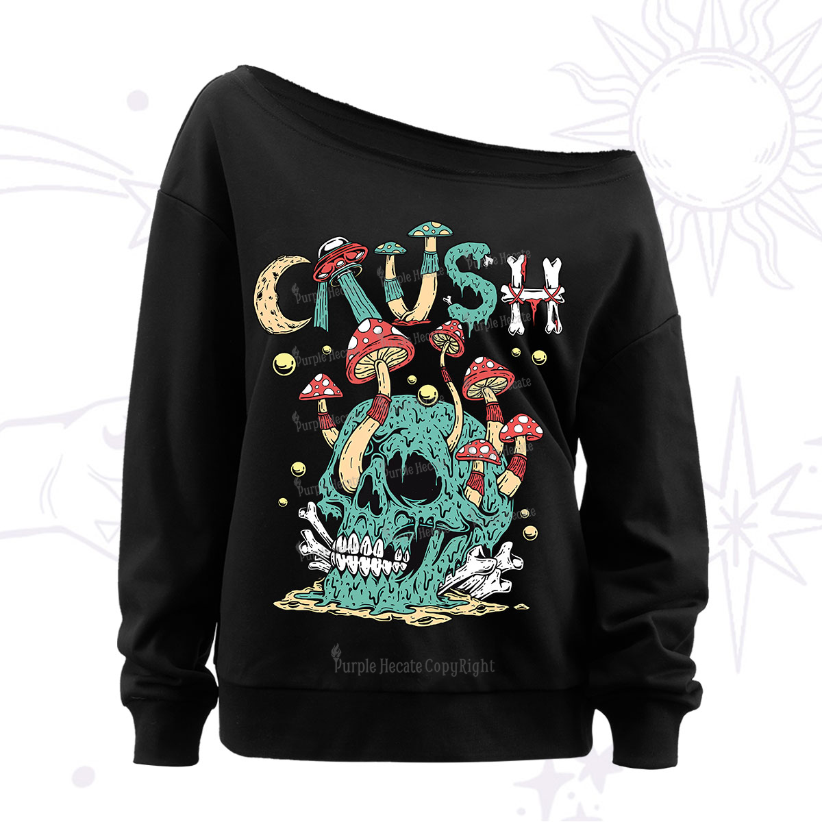 Purplehecate Crush Off The Shoulder Sweatshirt