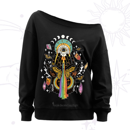 Purplehecate Mystical Witchy Hands Off The Shoulder Sweatshirt