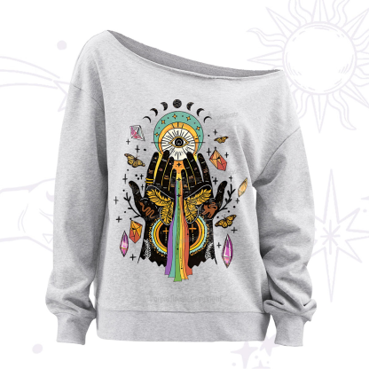 Purplehecate Mystical Witchy Hands Off The Shoulder Sweatshirt