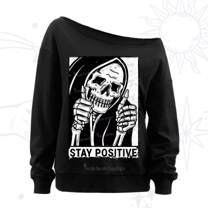 Purplehecate Stay Positive Off The Shoulder Sweatshirt