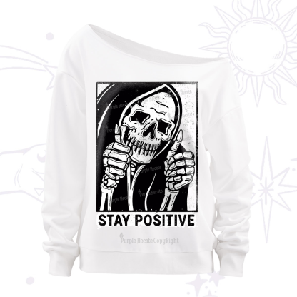 Purplehecate Stay Positive Off The Shoulder Sweatshirt