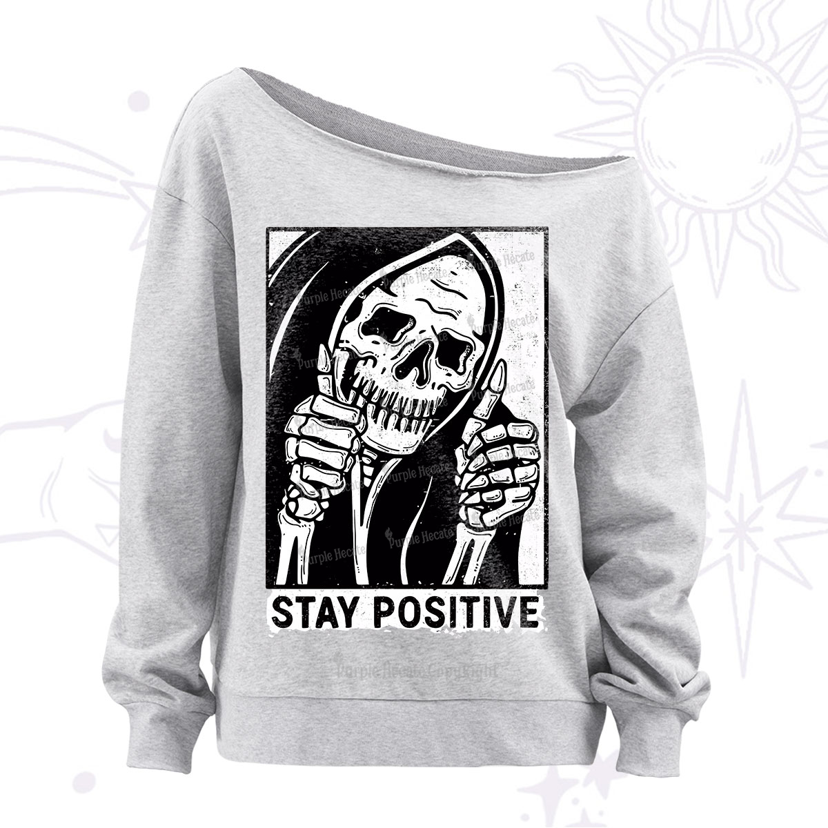 Purplehecate Stay Positive Off The Shoulder Sweatshirt