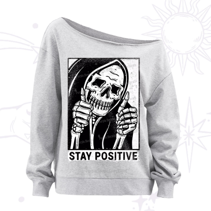 Purplehecate Stay Positive Off The Shoulder Sweatshirt