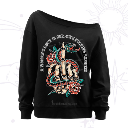 Purplehecate A Women’s Body Is Her Off The Shoulder Sweatshirt
