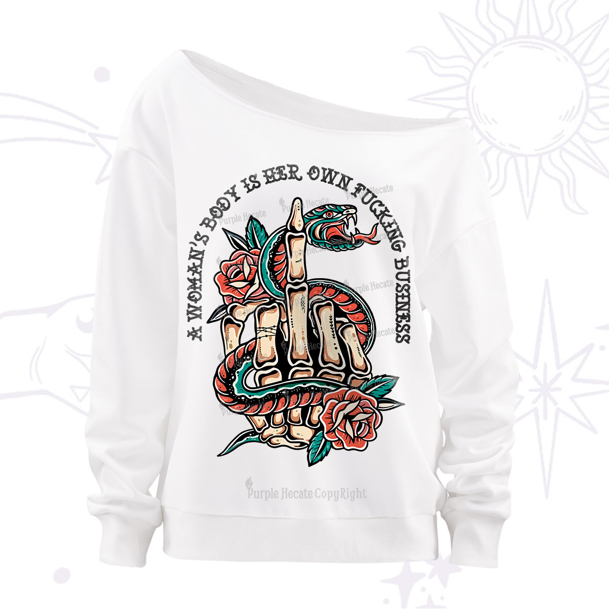 Purplehecate A Women’s Body Is Her Off The Shoulder Sweatshirt