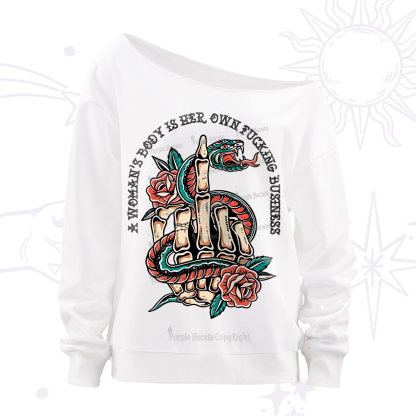 Purplehecate A Women’s Body Is Her Off The Shoulder Sweatshirt