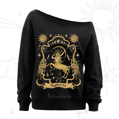 Purplehecate Sagittarius' Astral Mirage Zodiac Off The Shoulder Sweatshirt