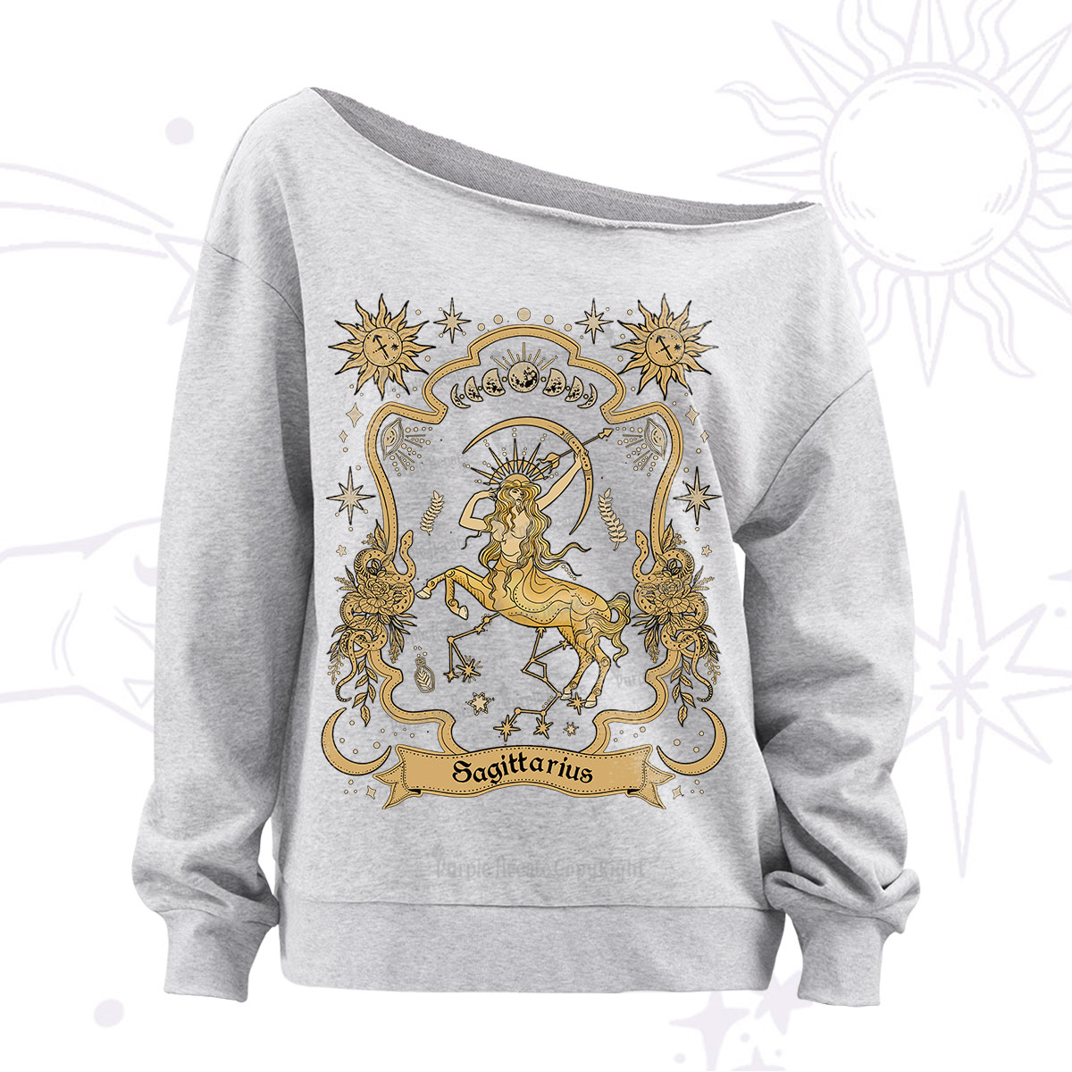 Purplehecate Sagittarius' Astral Mirage Zodiac Off The Shoulder Sweatshirt