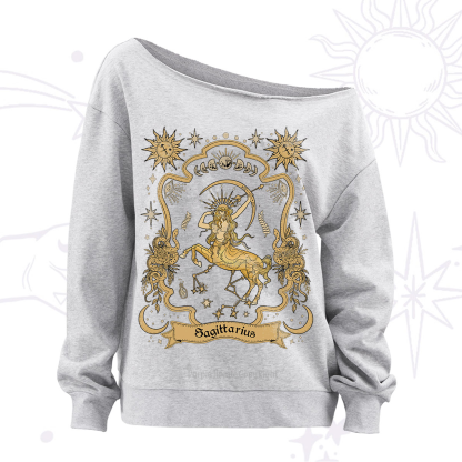 Purplehecate Sagittarius' Astral Mirage Zodiac Off The Shoulder Sweatshirt