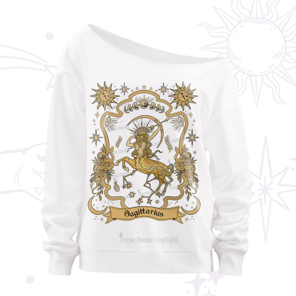 Purplehecate Sagittarius' Astral Mirage Zodiac Off The Shoulder Sweatshirt