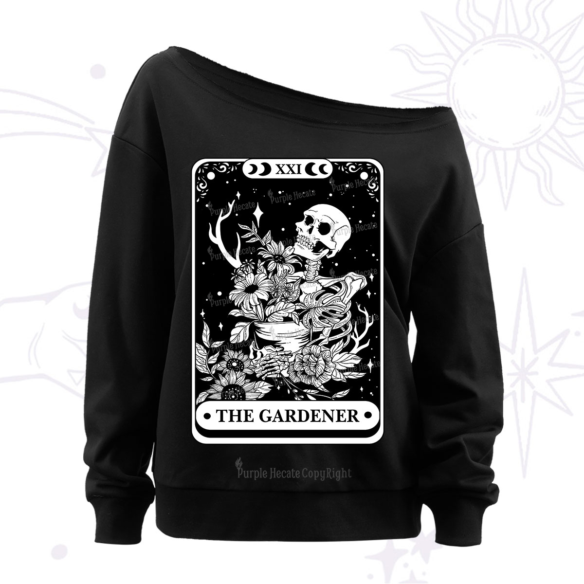 Purplehecate The Gardener Tarot Off The Shoulder Sweatshirt