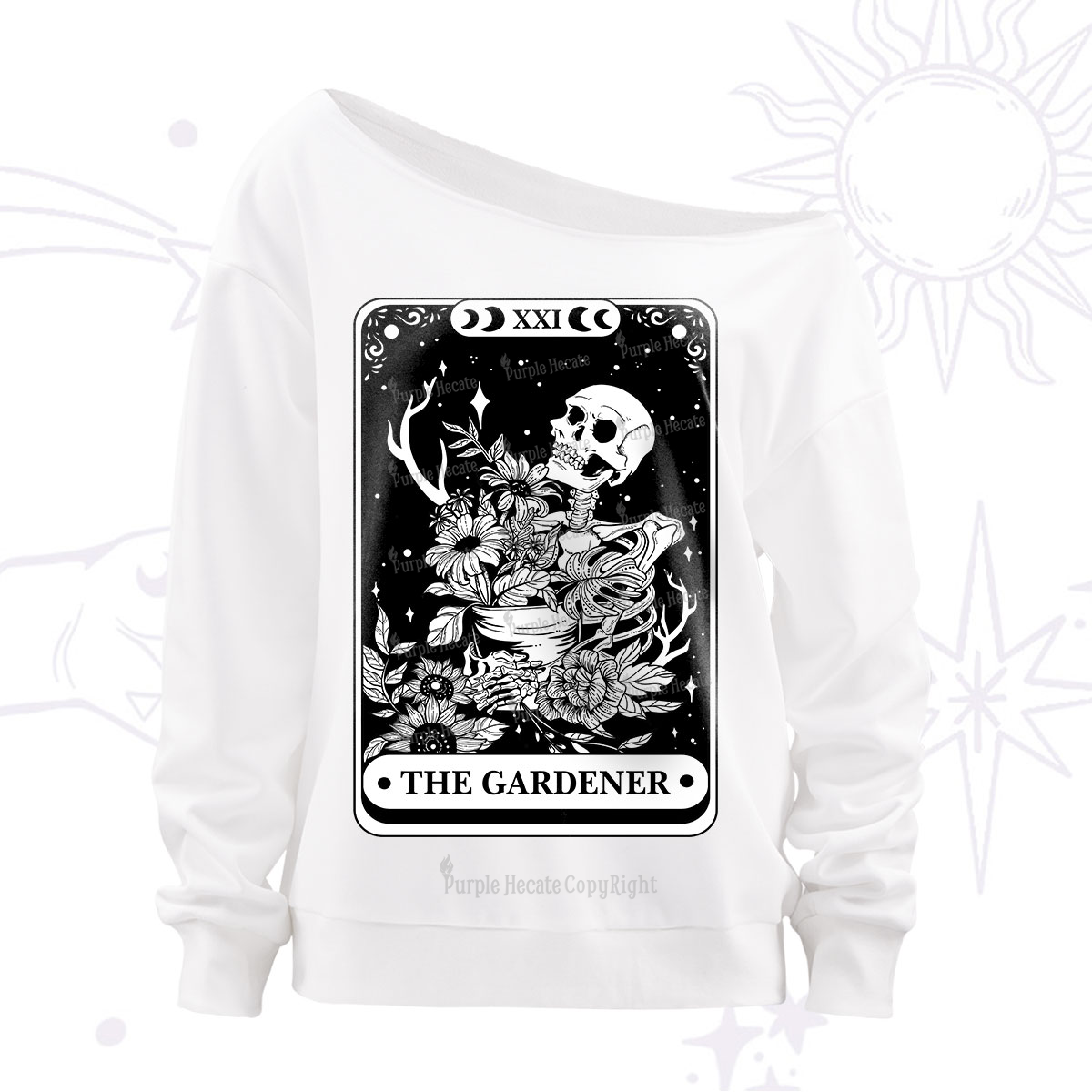 Purplehecate The Gardener Tarot Off The Shoulder Sweatshirt