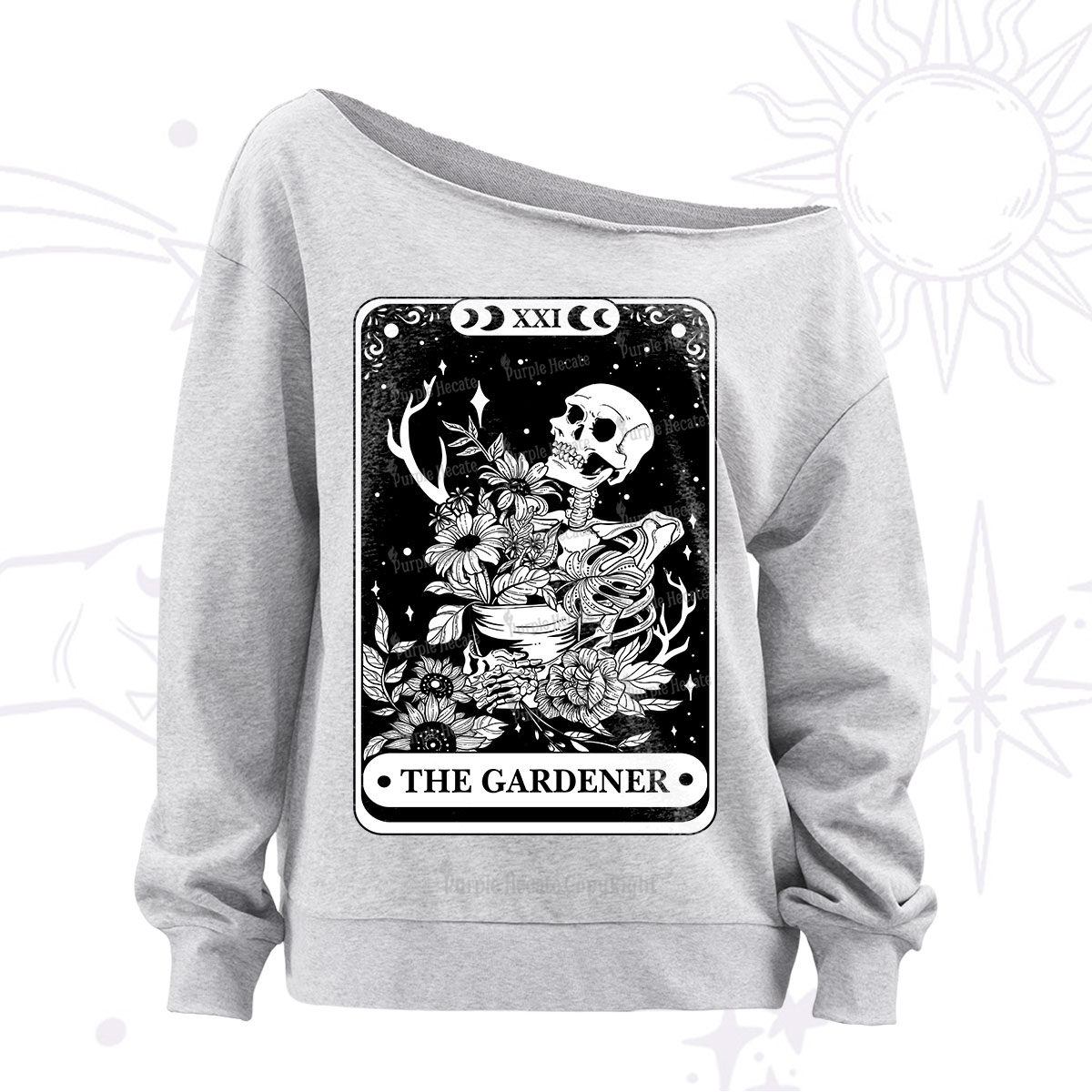 Purplehecate The Gardener Tarot Off The Shoulder Sweatshirt