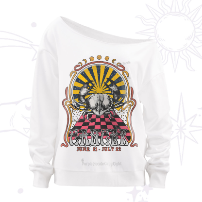 Purplehecate Cancer Crew Zodiac Off The Shoulder Sweatshirt