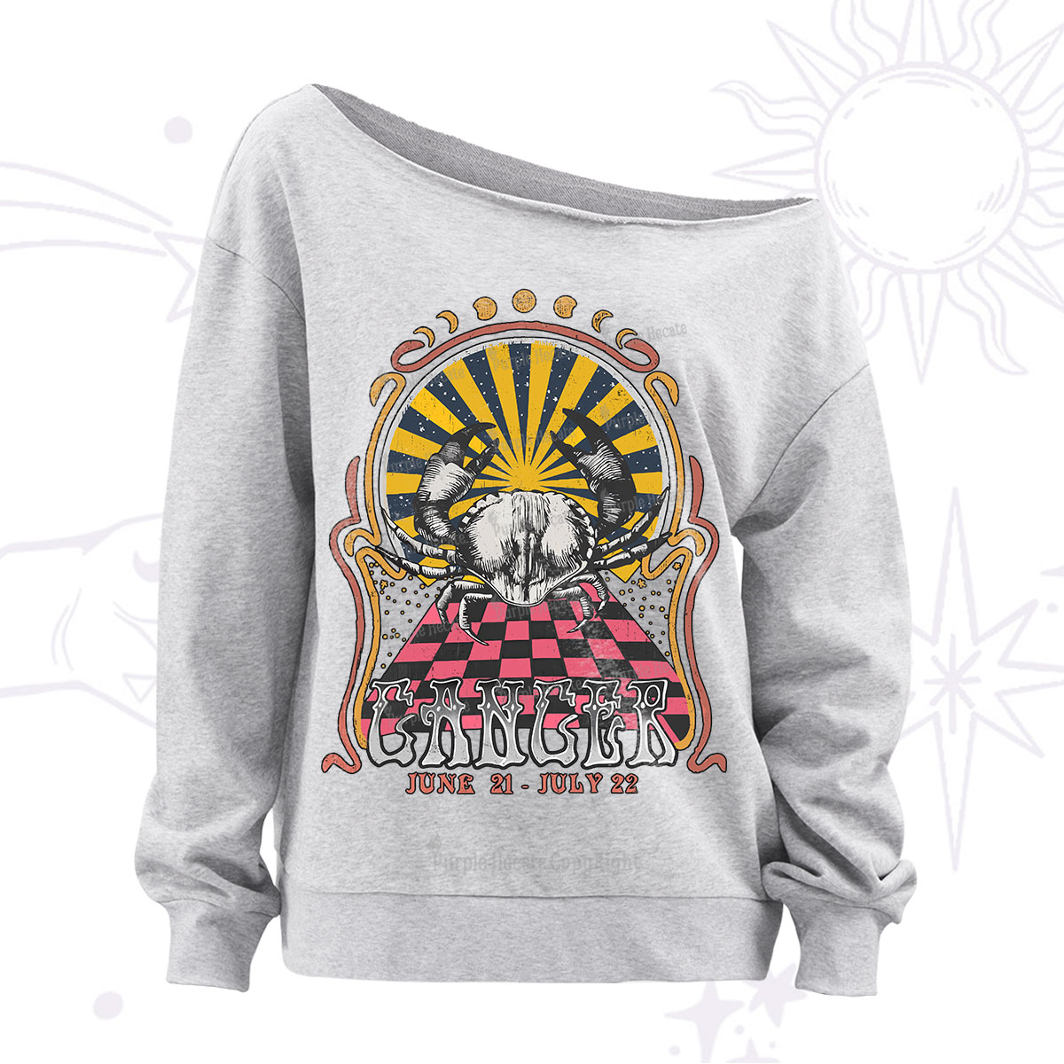 Purplehecate Cancer Crew Zodiac Off The Shoulder Sweatshirt