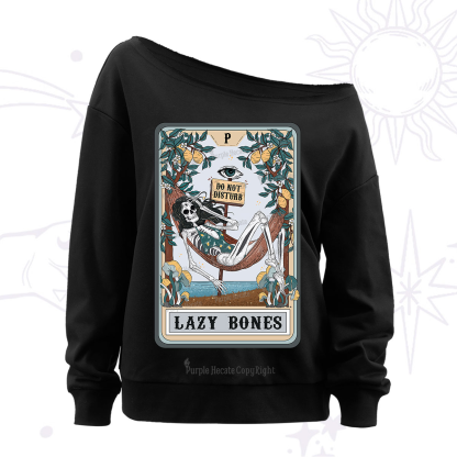 Purplehecate The Lazy Bones Tarot Off The Shoulder Sweatshirt