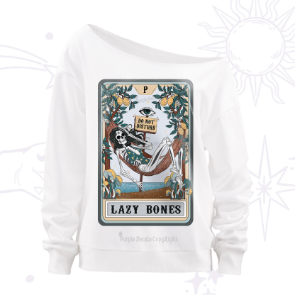 Purplehecate The Lazy Bones Tarot Off The Shoulder Sweatshirt