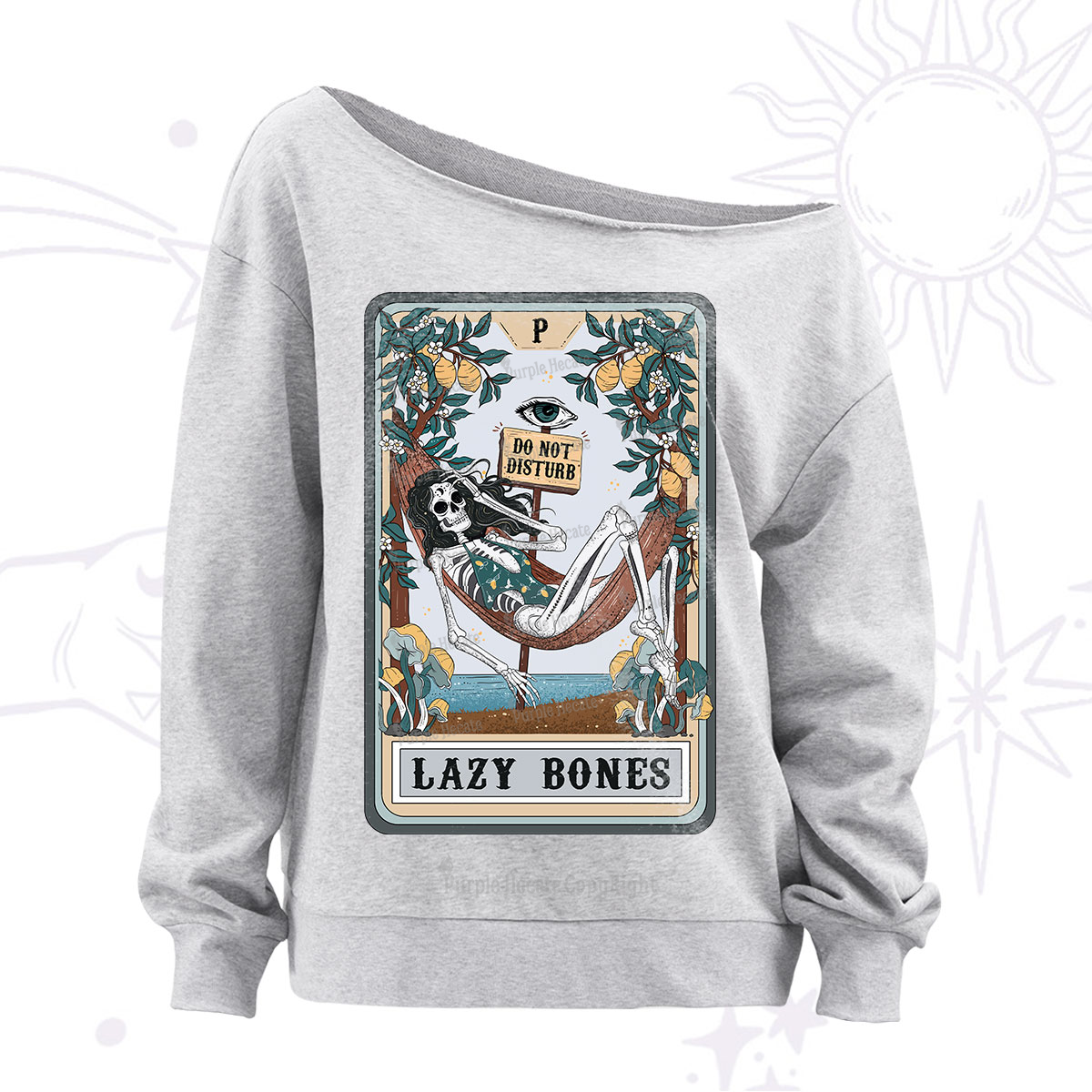 Purplehecate The Lazy Bones Tarot Off The Shoulder Sweatshirt