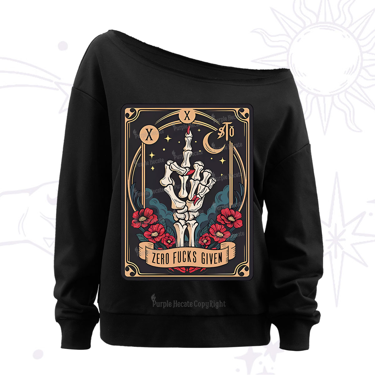 Purplehecate The Zero Fucks Given Off The Shoulder Sweatshirt