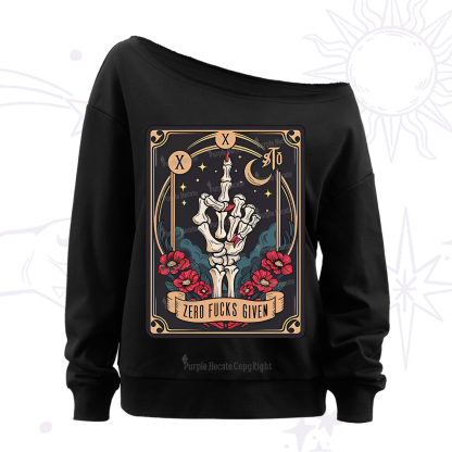 Purplehecate The Zero Fucks Given Off The Shoulder Sweatshirt