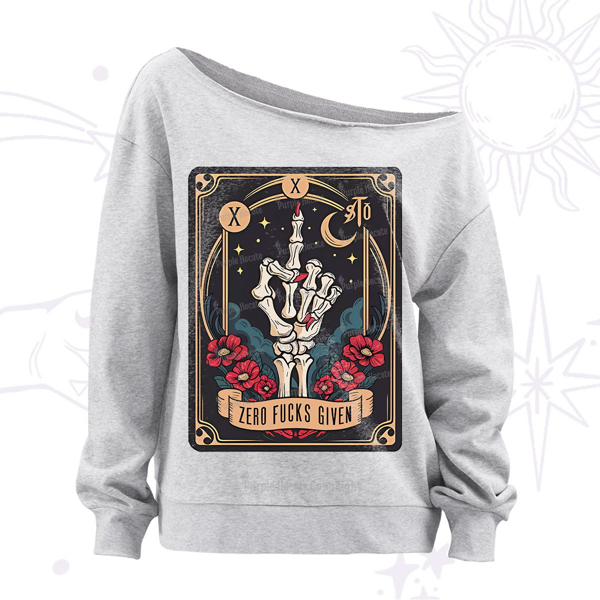 Purplehecate The Zero Fucks Given Off The Shoulder Sweatshirt