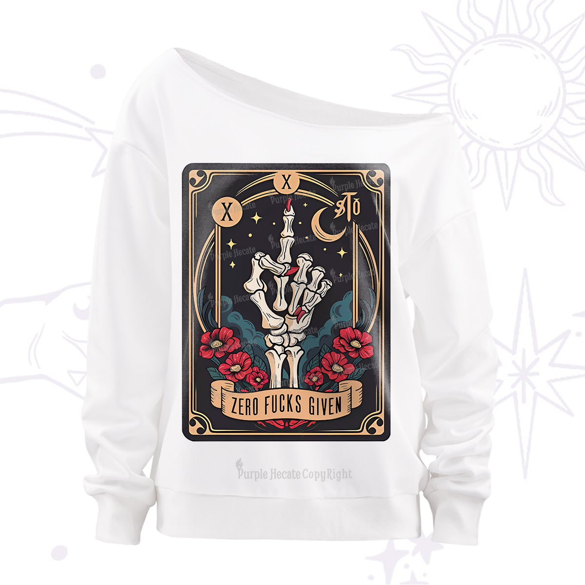 Purplehecate The Zero Fucks Given Off The Shoulder Sweatshirt