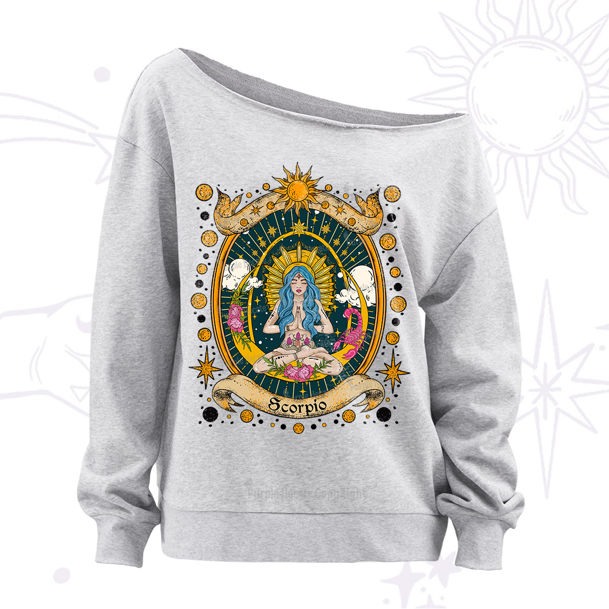 Purplehecate Scorpio Celestial Charm Zodiac Off The Shoulder Sweatshirt