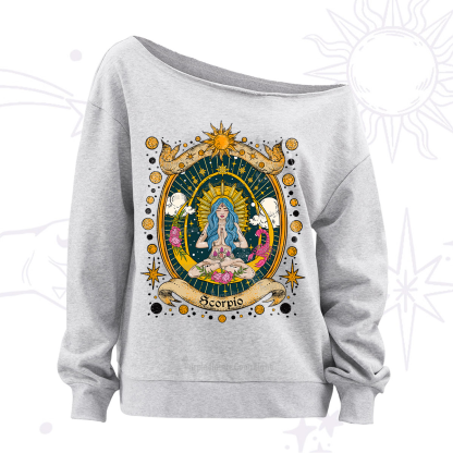 Purplehecate Scorpio Celestial Charm Zodiac Off The Shoulder Sweatshirt