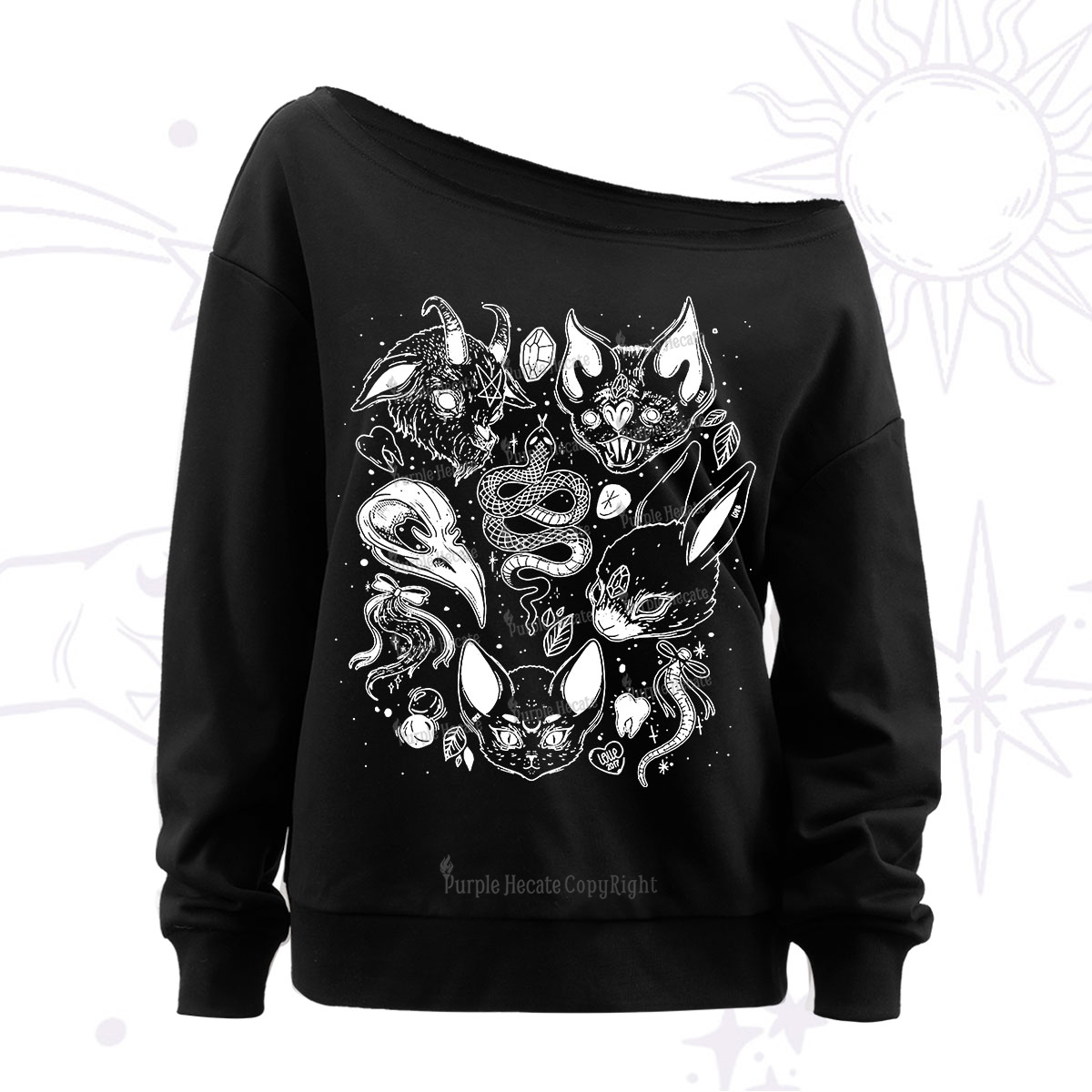 Purplehecate Familiar Spirits Off The Shoulder Sweatshirt