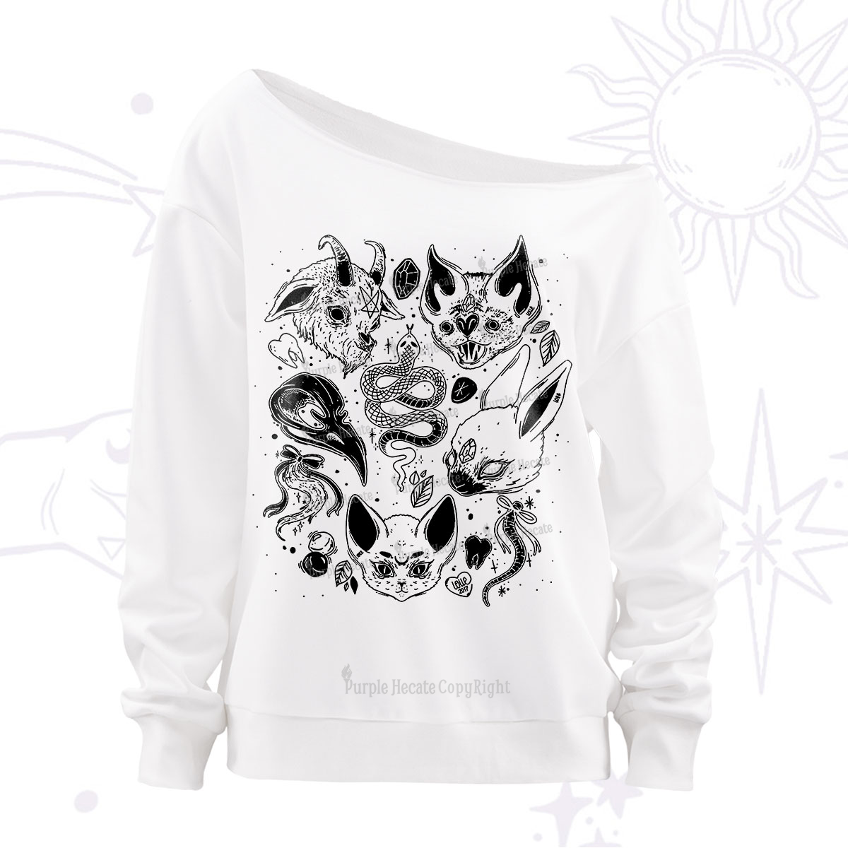 Purplehecate Familiar Spirits Off The Shoulder Sweatshirt