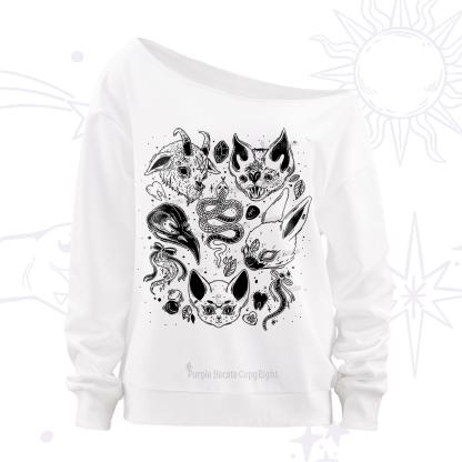 Purplehecate Familiar Spirits Off The Shoulder Sweatshirt