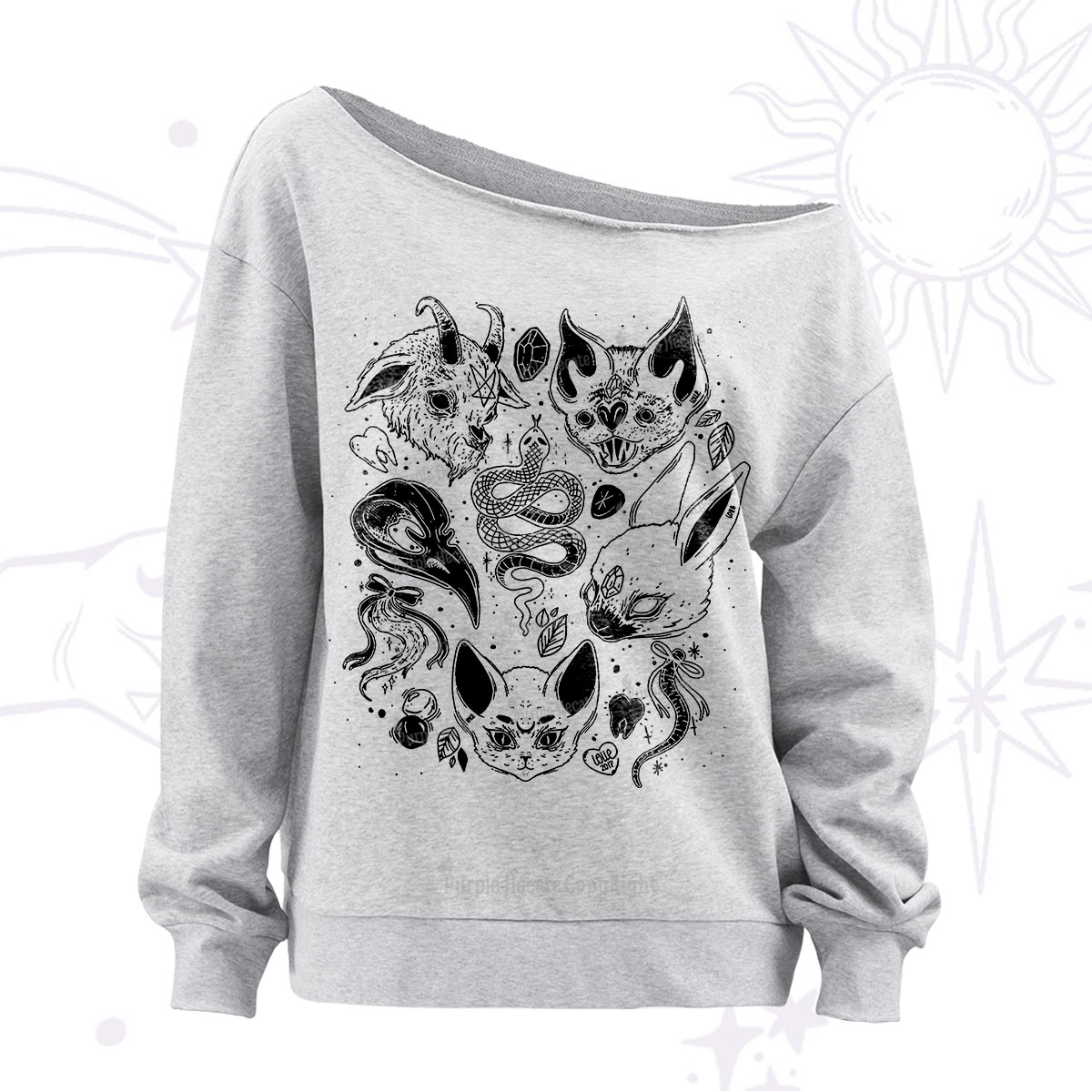 Purplehecate Familiar Spirits Off The Shoulder Sweatshirt