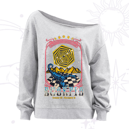 Purplehecate Scorpio Crew Zodiac Off The Shoulder Sweatshirt