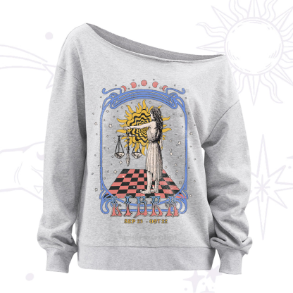 Purplehecate Libra Crew Zodiac Off The Shoulder Sweatshirt
