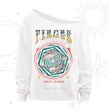 Purplehecate Pisces Crew Zodiac Off The Shoulder Sweatshirt