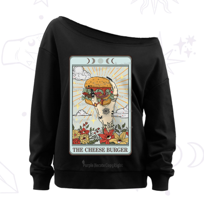 Purplehecate The Cheese Burger Tarot Off The Shoulder Sweatshirt