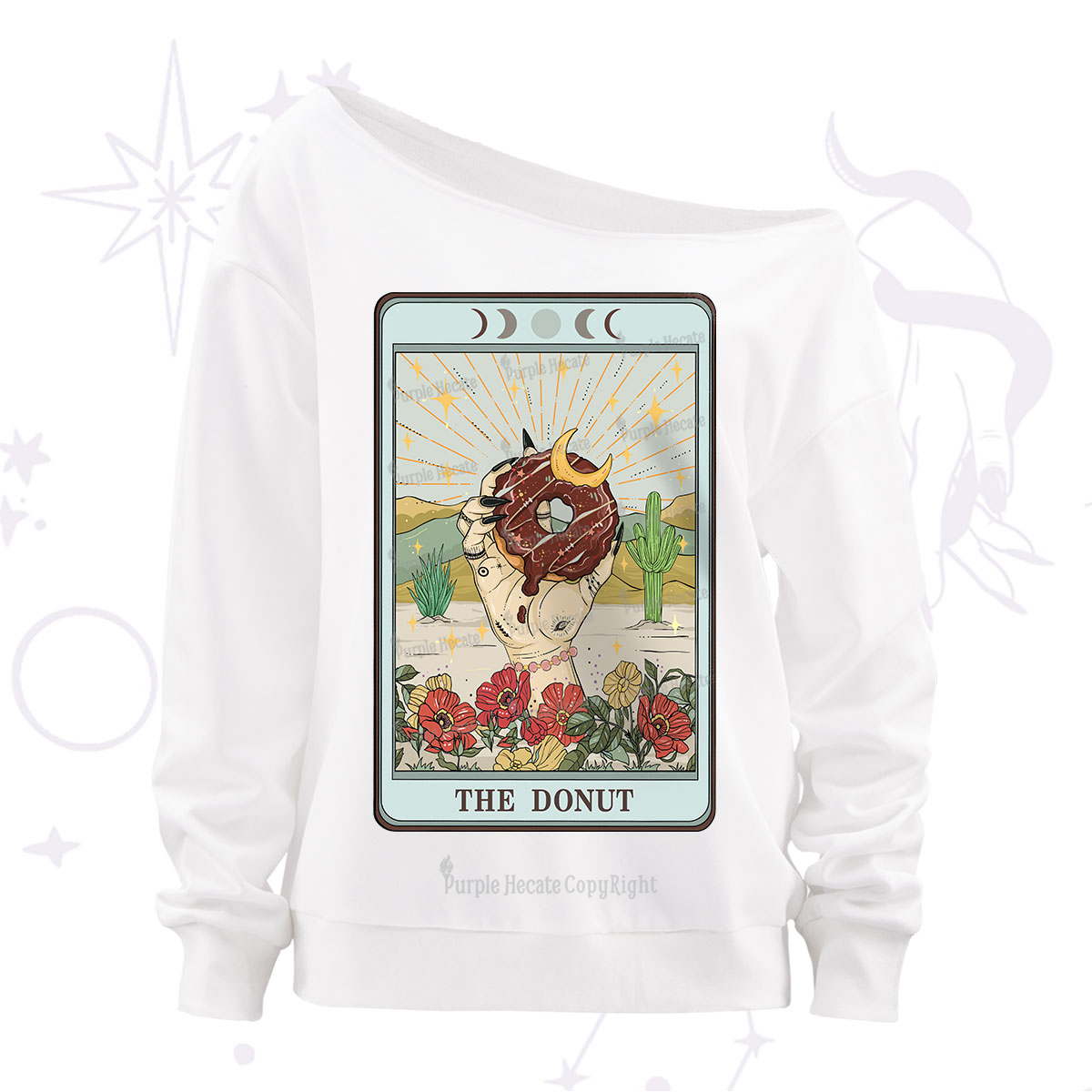 Purplehecate The Donut Tarot Off The Shoulder Sweatshirt