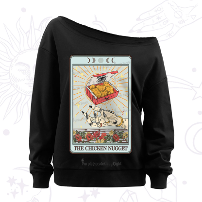 Purplehecate The Chicken Nugget Tarot Card Off The Shoulder Sweatshirt