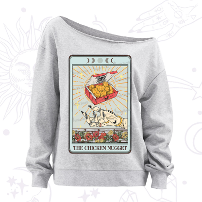Purplehecate The Chicken Nugget Tarot Card Off The Shoulder Sweatshirt