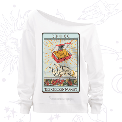 Purplehecate The Chicken Nugget Tarot Card Off The Shoulder Sweatshirt