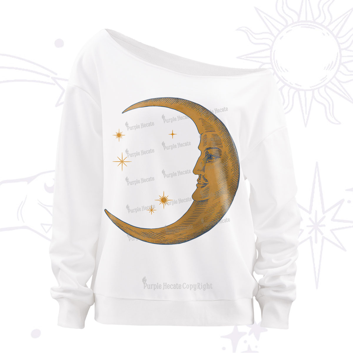 Purplehecate Celestial Moon Off The Shoulder Sweatshirt