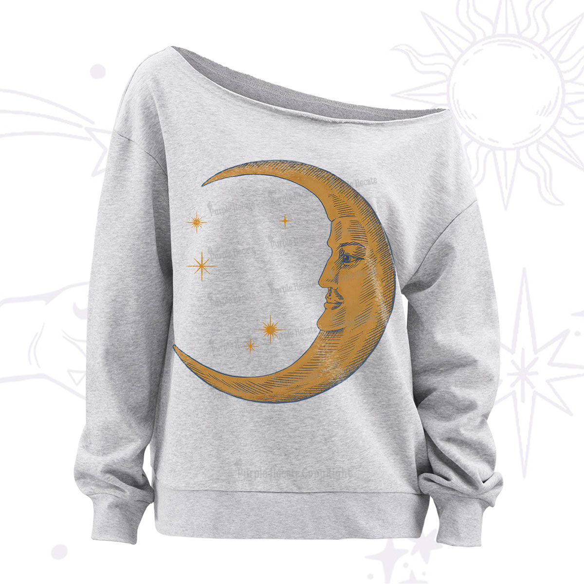 Purplehecate Celestial Moon Off The Shoulder Sweatshirt