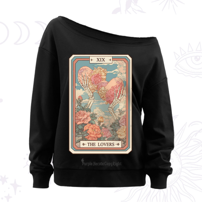 Purplehecate The Lovers Undying Heart Tarot Off The Shoulder Sweatshirt