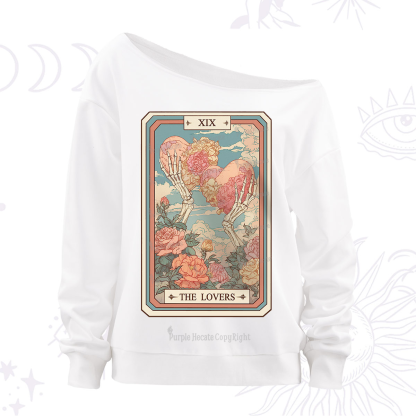 Purplehecate The Lovers Undying Heart Tarot Off The Shoulder Sweatshirt